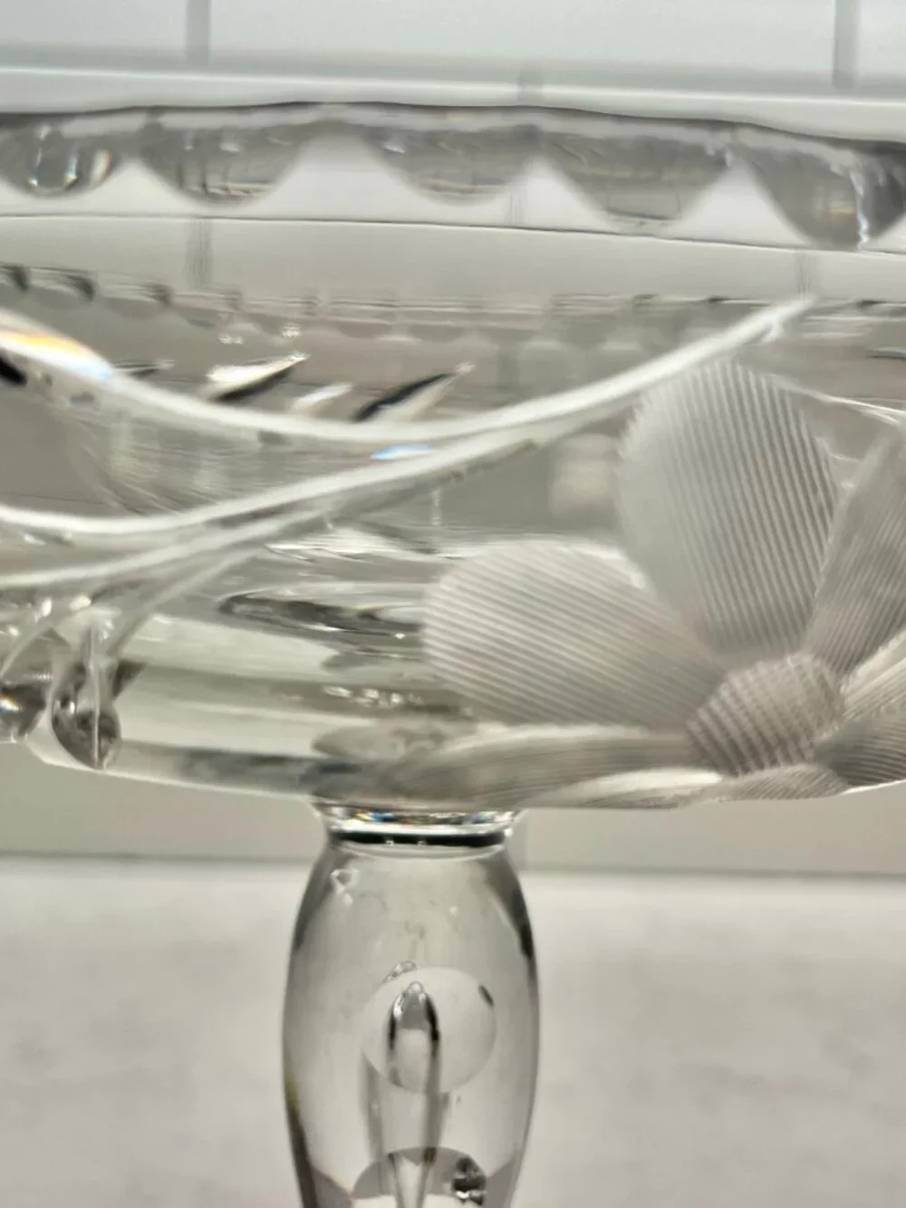 Gorgeous Antique APB American Brilliant Cut Crystal Pedestal Compote Tazza Bowl